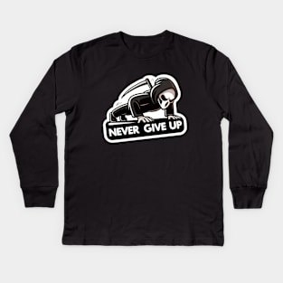 reaper push up never give up Kids Long Sleeve T-Shirt